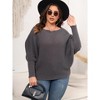 Womens Plus Size Off-Shoulder Batwing Sleeve Sweater Winter Knit Tops - 2 of 4