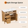 Gulches 36 Inches 1 Sink Freestanding Wood Bath Vanity with White Ceramic Top 3 Drawers 2 Soft Close Doors - 4 of 4