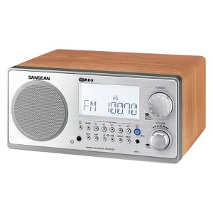 Sangean® Tabletop Retro Wooden-Cabinet Digital AM/FM/Clock Radio with Remote, Walnut, WR-2 in Brown - 1 of 4