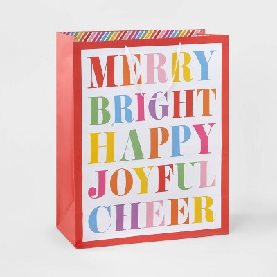 Super Jumbo Rainbow Merry Bright Happy Joyful Gift Bag - Wondershop™