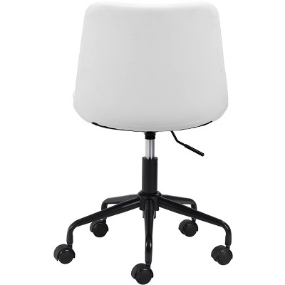 White Matte Metal Curved Office Desk Chair