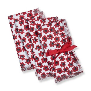 TAG Happy Flower Bright Red Floral Print on White Backgroun Cotton Machine Washable Napkin Set of 4 - 1 of 3