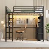 Twin Size Loft Bed with Desk, Heavy Duty Metal Loft Bed with LED Lights, Power Outlets, Safety Guardrails & Ladder, No Box Spring Needed - 3 of 4