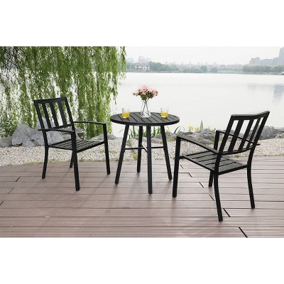 3pc Outdoor Metal Dining Set - Black - Captiva Desings