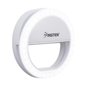 Insten 3" Mini LED Selfie Ring Light with Clip for Laptop Tablet Video, Dimmable, 36 Beads, Battery Powered - 1 of 4