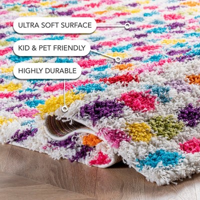 Sunny Spots Multicolor Shag Rug for Kids, 40" Round Synthetic
