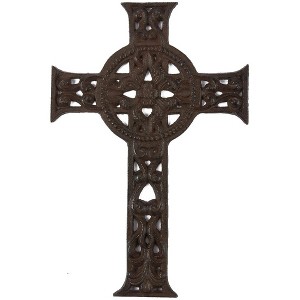 Juvale Wrought Iron Celtic Cross for Wall Decor, Metal Cross for Christian, Religious Art Lovers, Dark Bronze,11.5x7.7x0.5 inch - 1 of 4