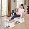 Infans Glider and Ottoman Cushion Set Wood Baby Nursery Rocking Chair Pink - 3 of 4