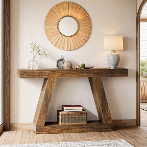 Resenkos Entryway Table, Console Sofa Table,Farmhouse Console Table, 55" Sofa Table with Storage Brown - 1 of 4