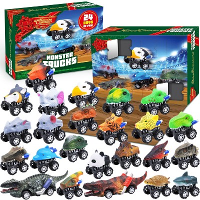 Joyfy 2025 Christmas Advent Calendar: 24-Day Countdown with Monster Truck Toys – Christmas Party Favors, Xmas Countdown Gifts & Classroom Prizes