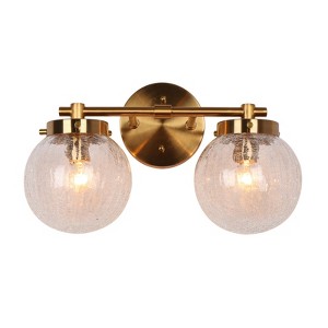 LNC Ariene 14-in W 2-Lights Polished Gold with Crackle Glass Globe Modern/Contemporary  Vanity  Lights - 1 of 1