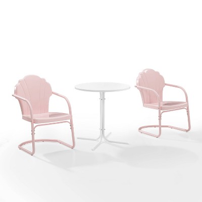 Tulip 3pc Outdoor Bistro Set with Table & 2 Chairs - Pink - Crosley