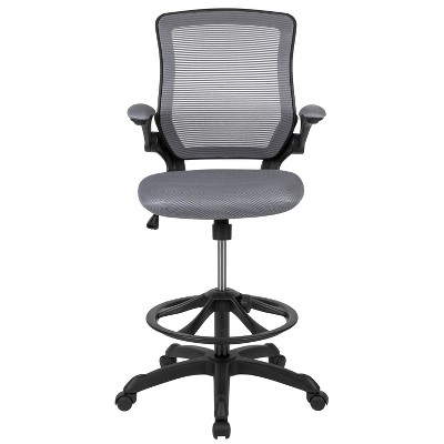 Dark Gray Mesh Ergonomic Drafting Chair with Adjustable Arms