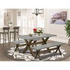 HomeStock 3-Piece Rectangle Distressed Jacobean Finish Solid Wood Top Dining Table with 2-Benches - 2 of 4