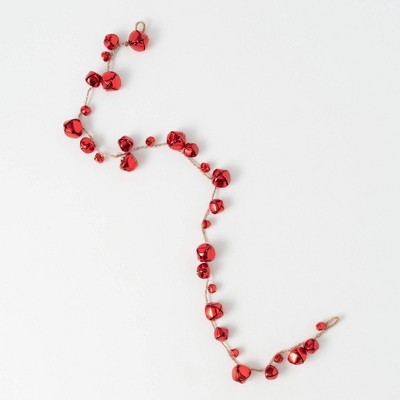 48"L Sullivans Christmas Mixed Red Jingle Bell Garland  Red