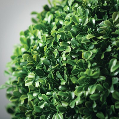 Green Plastic Boxwood Topiary in Black Pot, 27"