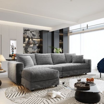 Kumasinova Corduroy Cloud Sofa with Cushions, Convertible Sofa Lounge Chair, Plush Modern 4-Seat Sofa, Easy Assembly, Couches for Living Room