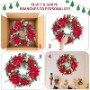 Christmas Wreath for Front Door, 24 In Pre-Lit Christmas Wreath with Faux Flower for Door Fireplace Wall Window, Indoor Outdoor Xmas Decor - 4 of 4