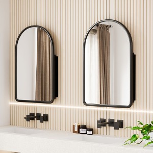 Spassway 36"H*24"W Arch Wood Medicine Cabinet with Adjustable Shelves Recessed Wall Cabinet Wall Mounted Bathroom Storage Cabinet with Mirror - 1 of 4