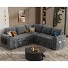 Vipbear 85" Modular Sectional Sleeper Sofa with Pull Out Bed, 5 Seat L Shaped Couch with Reclining Backrest，Tool Free Assembly - 4 of 4