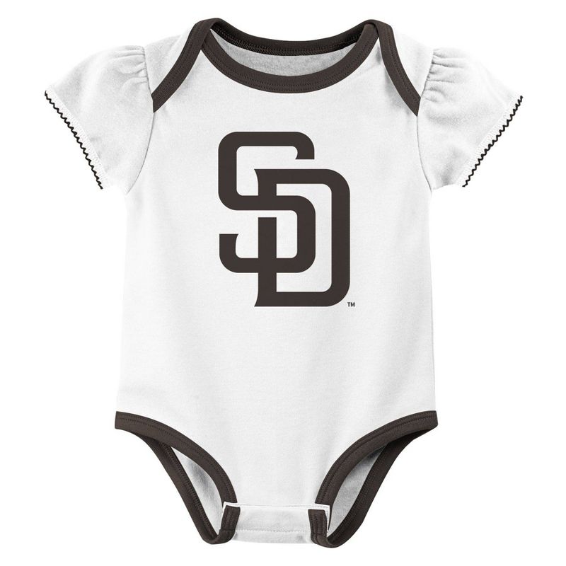 MLB San Diego Padres Infant Girls&#39; 3pk Bodysuit, 2 of 5
