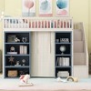 NicBex Full Size Loft Bed Wooden Bed Frame with 2 4-Layer Storage Cabinets, Storage Stairs and Full Length Guardrail, No Box Spring Required, White - 2 of 4