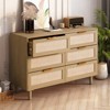 ALEXOUN 6-Drawer Wooden Rattan Dresser Chest - Stylish Farmhouse Organizer,Easy Assembly & Multi-Purpose Storage for Bedroom,Living Room,Entryway - 2 of 4