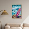 Art Remedy Pink Surfboard on the Beach Colorful Coastal Wall Art Framed - 2 of 4