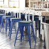 Emma and Oliver Backless Metal Indoor-Outdoor Stool with All-Weather Polystyrene Seat - image 2 of 4