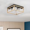 4-Light Black and Gold Flush Mount Ceiling Light, Frosted Glass for Bedroom, Entryway, Kitchen - 2 of 4