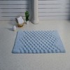 Knightsbridge Luxurious Block Pattern High Quality Year Round Cotton With Non-Skid Back Bath Rug, Light Blue - 2 of 3