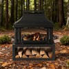 BAOURE 40" Outdoor Wood Burning Fireplace, 50,000 BTU Steel Fire Pit with Chimney & Spark Screen for Patio and Backyard - 4 of 4