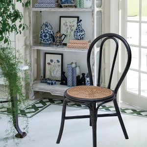 Set of 2 Black Rattan Dining Chairs, 15.5”D x 20.5”W x 35.5”H, High-Back Accent Chairs for Kitchen, Dining Room, or Bar Area-- Frevyn - 1 of 4