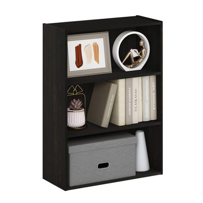 Espresso 3-Tier Wood Open Bookshelf