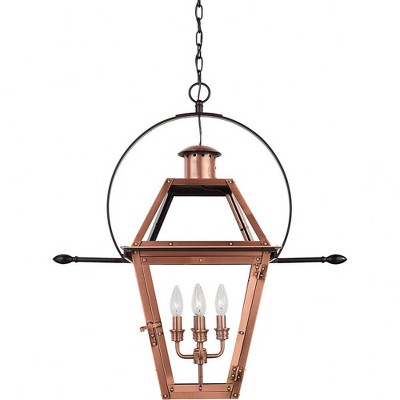 Aged Copper and Glass 4-Light Outdoor Pendant Lantern