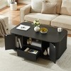 APRILSOUL46.5"modern luxury oval coffee table with drawers and storage compartments, curved contour design - 2 of 4