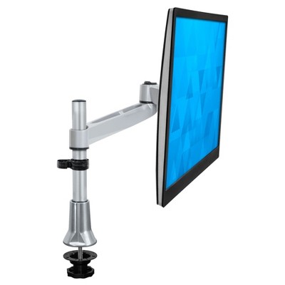 Silver Adjustable Single Monitor Desk Mount with Grommet Clamp