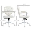 HOMCOM Makeup Vanity Chair, Tufted Cute Desk Chair w/ Wheels & Adjustable Height for Girls Women, Soft Task Chair, Cream White - 3 of 4