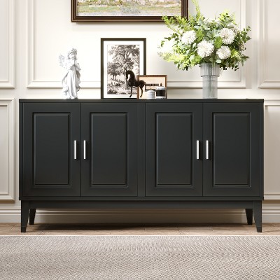 60"W 4-Door Sideboard Storage Cabinet with Adjustable Shelves, 2-Tier Door Shelves and Adjustable Foot Pads-Christopher Knight Home