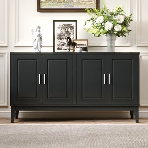 60"W 4-Door Sideboard Storage Cabinet with Adjustable Shelves, 2-Tier Door Shelves and Adjustable Foot Pads-Christopher Knight Home - 1 of 4