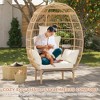 Wicker Egg Chair Outdoor, Oversized Egg-Shaped Chair w/Metal Frame Stand, 500 Lbs Capacity Oversized attan Egg Lounge Chairs for Patio, Living Room - 2 of 4