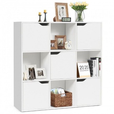 Yukimo Free Standing 9 Cube Storage Wood Divider Bookcase for Home and Office, 35.5" x 11.5" x 35.5", White Finish