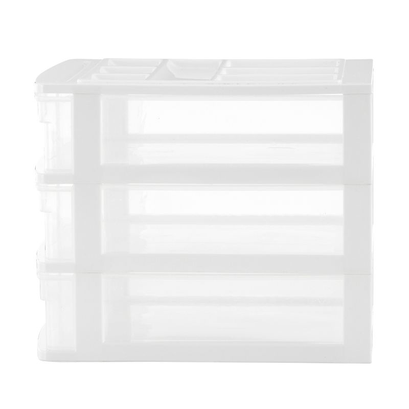 Gracious Living Clear Mini 3 Drawer Desk and Office Organizer with Top Storage for Storing Cosmetics, Arts, Crafts, and Stationery Items, 4 of 7