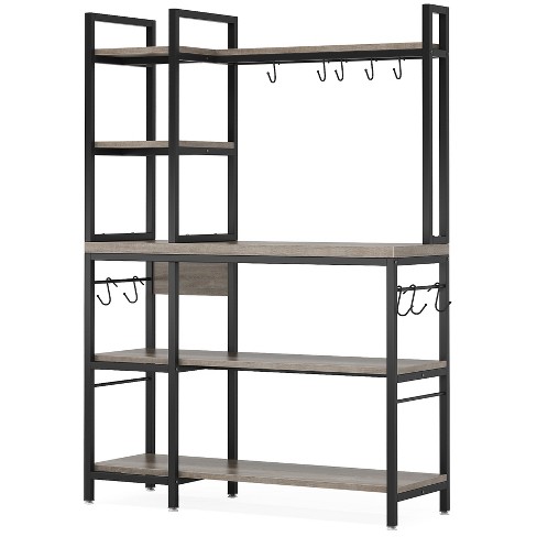 Tribesigns Bakers Rack with Storage for Kitchen 43 Inch Wide Large Racks  Shelves, 5-Tier Tall Utility Shelves Organizers and 10 Hooks