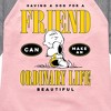 Girls' - Peanuts - Dog Friend Make Ordinary Life Beautiful Shirt Tail Raglan Graphic T-shirt - 2 of 4