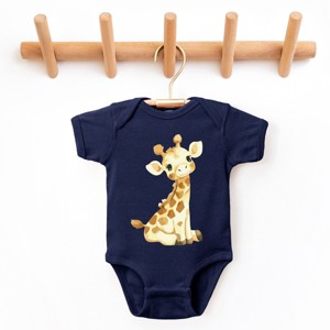 Watercolor Giraffe - Baby Short Sleeve Bodysuit - 1 of 2