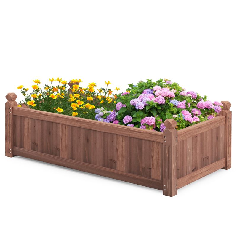 Tangkula Raised Garden Bed 46" x 24" x 16" Wooden Planter Box with 4 Drainage Holes Raised Garden Bed for Vegetables, 1 of 10
