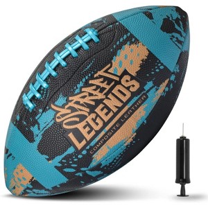 Street Legends Youth Football for Kids, Graffiti Printed Composite Leather Size 8 for Training, Practicing, & Recreational Play (Teal) - 1 of 4