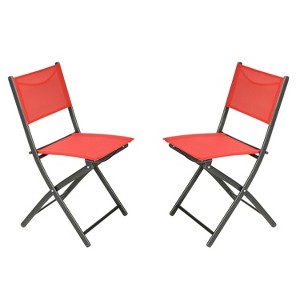 Emma and Oliver Set of 2 Folding Chairs for Indoor/Outdoor Use with Flex Comfort Material and Steel Frames - 1 of 4