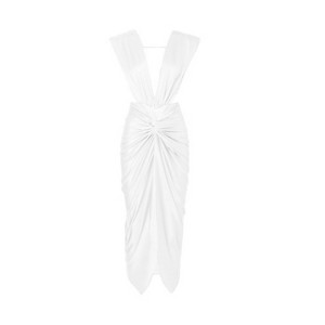 Goddess Ruched Twist Dress - LEZAT - 1 of 4